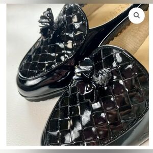 Bottega Veneta, Vintage, Tassel Loafers, Patent Intrecciato, Size 8.5